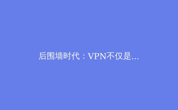 后围墙时代：VPN不仅是翻墙工具，更是数字生命线的战略选择 - 2